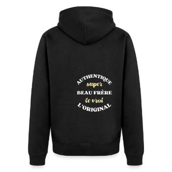 authentique super beau frere humour beauf homme - Veste à capuche bio Premium Unisexe - noir - Dos - Nico (187cm)