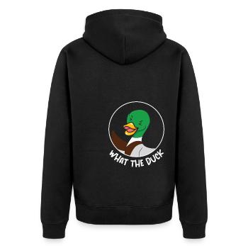 What the Duck Funny Animal Puns - Unisex Premium Organic Zip Hoodie - black - Back - Nico (187cm)