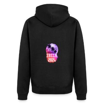 Ibiza 2024 Palmen - Unisex Premium Bio Zip Hoodie - Schwarz - Hinten - Nico (187cm)