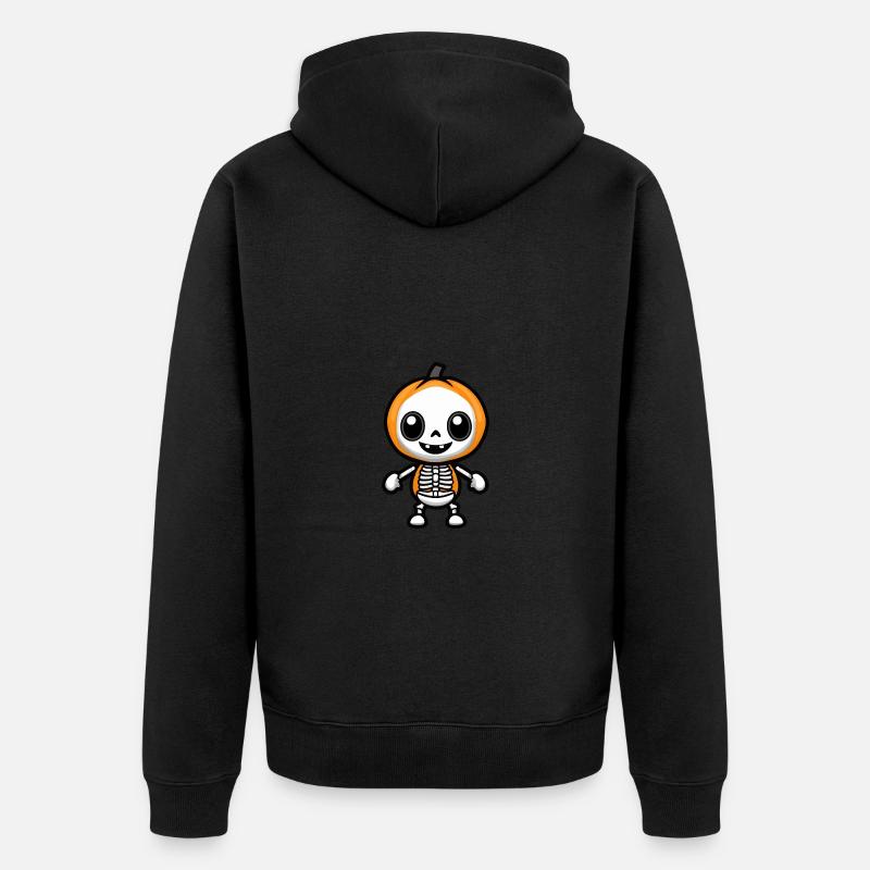Squelette Halloween Kawaii - Veste à capuche bio Premium Unisexe - noir