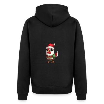 Hahn Weihnachten Comic - Unisex Premium Bio Zip Hoodie - Schwarz - Hinten - Nico (187cm)