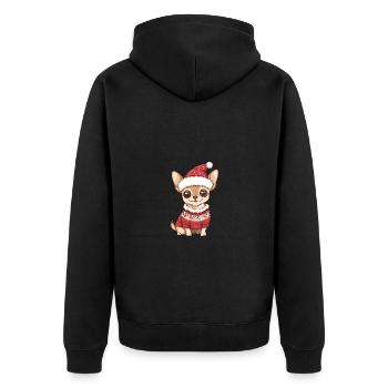 Bande dessinée de Noël chien chihuahua - Veste à capuche bio Premium Unisexe - noir - Dos - Nico (187cm)