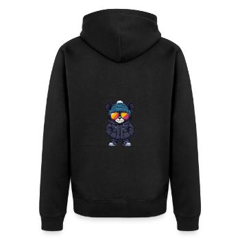 Bär Winter - Unisex Premium Bio Zip Hoodie - Schwarz - Hinten - Nico (187cm)