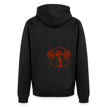 Bodybuilding - Gewichtheben - Fitness - Workout - Unisex Premium Bio Zip Hoodie - Schwarz - Hinten - Nico (187cm)