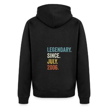 Legendary Since July 2006 16. Geburtstag - Unisex Premium Bio Zip Hoodie - Schwarz - Hinten - Nico (187cm)