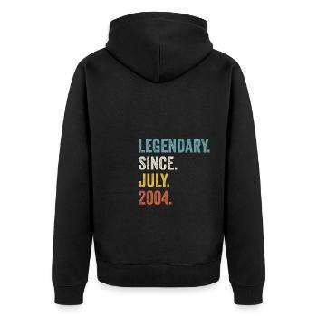Legendary Since July 2004 18. Geburtstag - Unisex Premium Bio Zip Hoodie - Schwarz - Hinten - Nico (187cm)