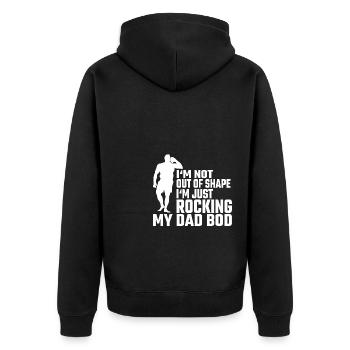 Dad Bod Vatertag Papa Bierbauch - Unisex Premium Bio Zip Hoodie - Schwarz - Hinten - Nico (187cm)