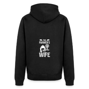 Die Frau des Farmers - Unisex Premium Bio Zip Hoodie - Schwarz - Hinten - Nico (187cm)