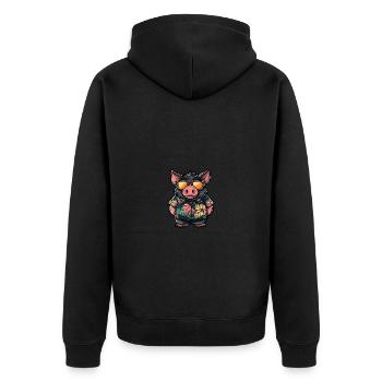 Schwein Comic Urlaub Wildschwein - Unisex Premium Bio Zip Hoodie - Schwarz - Hinten - Nico (187cm)