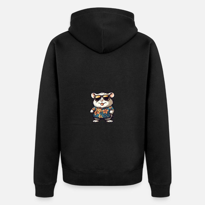 Hamster Comic Urlaub - Unisex Premium Bio Zip Hoodie - Schwarz