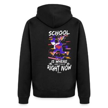 Schule Einschulung Mädchen Skateboard Longboard - Unisex Premium Bio Zip Hoodie - Schwarz - Hinten - Nico (187cm)