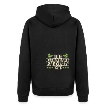 falknerei papa spruch - Unisex Premium Bio Zip Hoodie - Schwarz - Hinten - Nico (187cm)