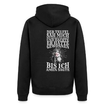 Ritter Tempelritter Kostüm Kreuzritter Mittelalter - Unisex Premium Bio Zip Hoodie - Schwarz - Hinten - Nico (187cm)