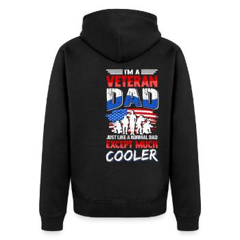 I'm A Veteran Dad Just Like A Normal Dad Except Mu - Unisex Premium Bio Zip Hoodie - Schwarz - Hinten - Nico (187cm)