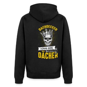 Roofer Roof Roofs King Craftsman Working Group - Unisex Premium Organic Zip Hoodie - black - Back - Nico (187cm)