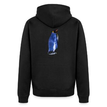 Pinguine sind flugunfähig, aber gute Schwimmer - Unisex Premium Bio Zip Hoodie - Schwarz - Hinten - Nico (187cm)
