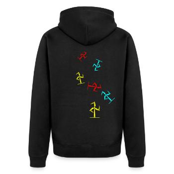 Windrad Silhouette - Unisex Premium Bio Zip Hoodie - Schwarz - Hinten - Nico (187cm)