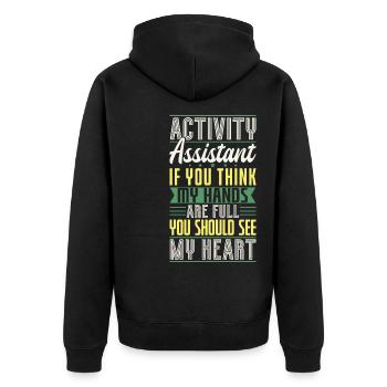 Activity Assistant Appreciation - Unisex Premium Bio Zip Hoodie - Schwarz - Hinten - Nico (187cm)