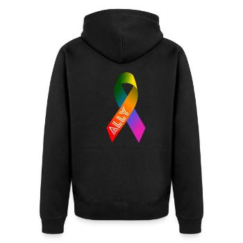 Queer Community Ally Schleife - Unisex Premium Bio Zip Hoodie - Schwarz - Hinten - Nico (187cm)