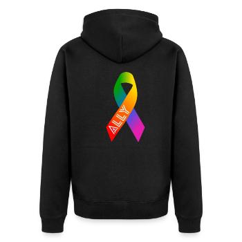 Queer arc-en-ciel noeud signe de paix - Veste à capuche bio Premium Unisexe - noir - Dos - Nico (187cm)