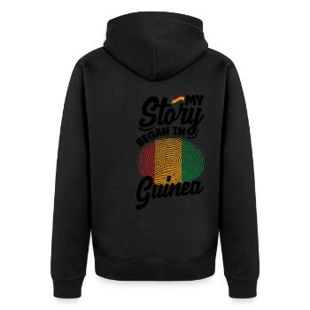 Guinée Guinée Guinée Drapeau Mon histoire a commencé en - Veste à capuche bio Premium Unisexe - noir - Dos - Nico (187cm)