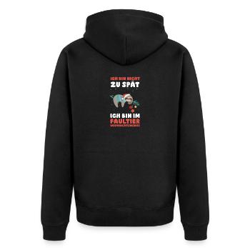 Santa Claus Christmas Party Sloth - Unisex Premium Organic Zip Hoodie - black - Back - Nico (187cm)