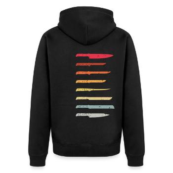 Vater und Messerasmmler Messerfan Papa Design - Unisex Premium Bio Zip Hoodie - Schwarz - Hinten - Nico (187cm)