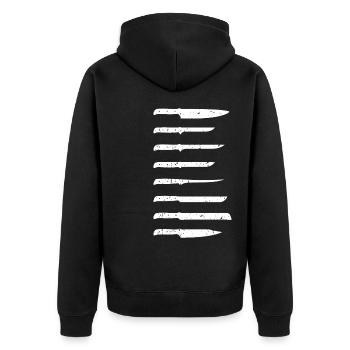 Father and Messerasmmler Messerfan Papa Design - Unisex Premium Organic Zip Hoodie - black - Back - Nico (187cm)