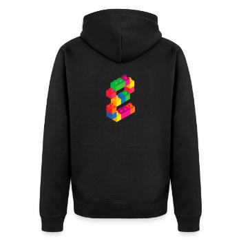Cute Block Building 2nd Birthday Gift 2 Year Old - Unisex Premium Organic Zip Hoodie - black - Back - Nico (187cm)