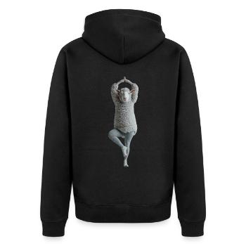 Schaf - Unisex Premium Bio Zip Hoodie - Schwarz - Hinten - Nico (187cm)