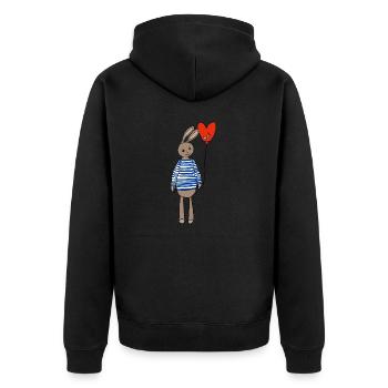 osterhase ostern - Unisex Premium Bio Zip Hoodie - Schwarz - Hinten - Nico (187cm)