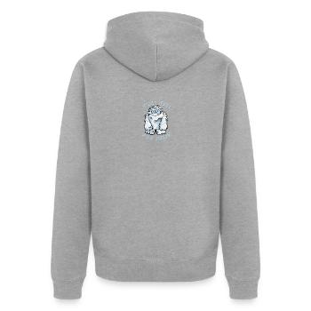Yall Yeti dafür? - Unisex Premium Bio Zip Hoodie - Grau meliert - Hinten - Nico (187cm)