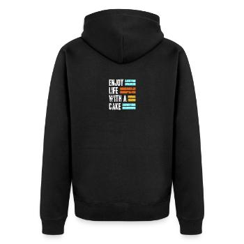 Kuchen - Unisex Premium Bio Zip Hoodie - Schwarz - Hinten - Nico (187cm)