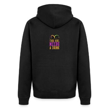 dieses Mädchen braucht einen Drink - Unisex Premium Bio Zip Hoodie - Schwarz - Hinten - Nico (187cm)