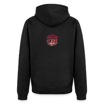 Abenteuer - Unisex Premium Bio Zip Hoodie - Schwarz - Hinten - Nico (187cm)
