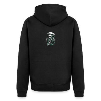 Sensenmann - Unisex Premium Bio Zip Hoodie - Schwarz - Hinten - Nico (187cm)