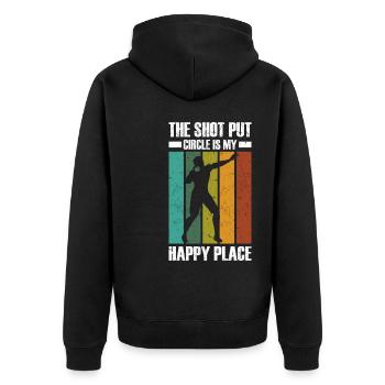 Kugelstoßen - Unisex Premium Bio Zip Hoodie - Schwarz - Hinten - Nico (187cm)