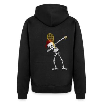 Tennis Dabbing Skeleton Skeleton Pirate Tennis Player - Unisex Premium Organic Zip Hoodie - black - Back - Nico (187cm)