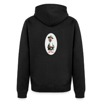 Gans - Unisex Premium Bio Zip Hoodie - Schwarz - Hinten - Nico (187cm)