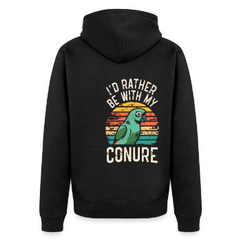 Wellensittich Sittich - Unisex Premium Bio Zip Hoodie - Schwarz - Hinten - Nico (187cm)