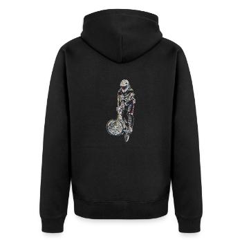 BMX Rennsport - Unisex Premium Bio Zip Hoodie - Schwarz - Hinten - Nico (187cm)
