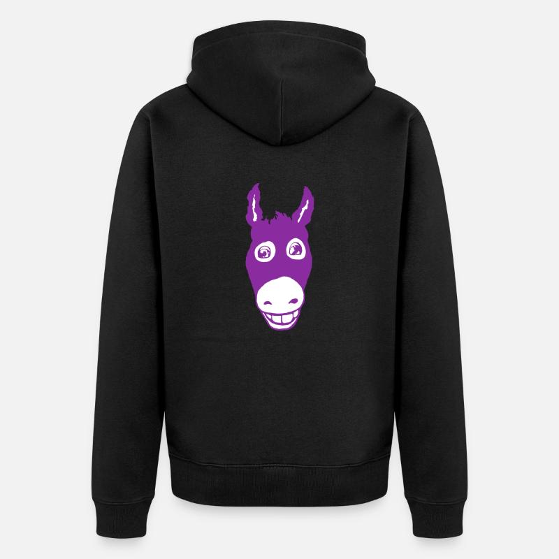 Âne souriant violet - Veste à capuche bio Premium Unisexe - noir