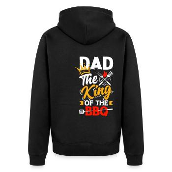 Dad The King Of The BBQ Father's Day Grill - Unisex Premium Bio Zip Hoodie - Schwarz - Hinten - Nico (187cm)