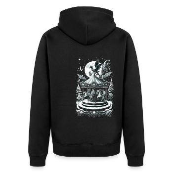 Mythical Holiday Carousel Fantasy Creature - Unisex Premium Bio Zip Hoodie - Schwarz - Hinten - Nico (187cm)