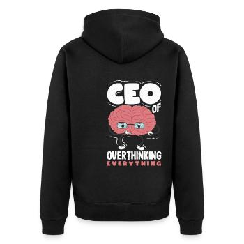 PDG de Overthinking Everything Funny Brain - Veste à capuche bio Premium Unisexe - noir - Dos - Nico (187cm)