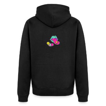 Drogen auf der Zunge - Unisex Premium Bio Zip Hoodie - Schwarz - Hinten - Nico (187cm)