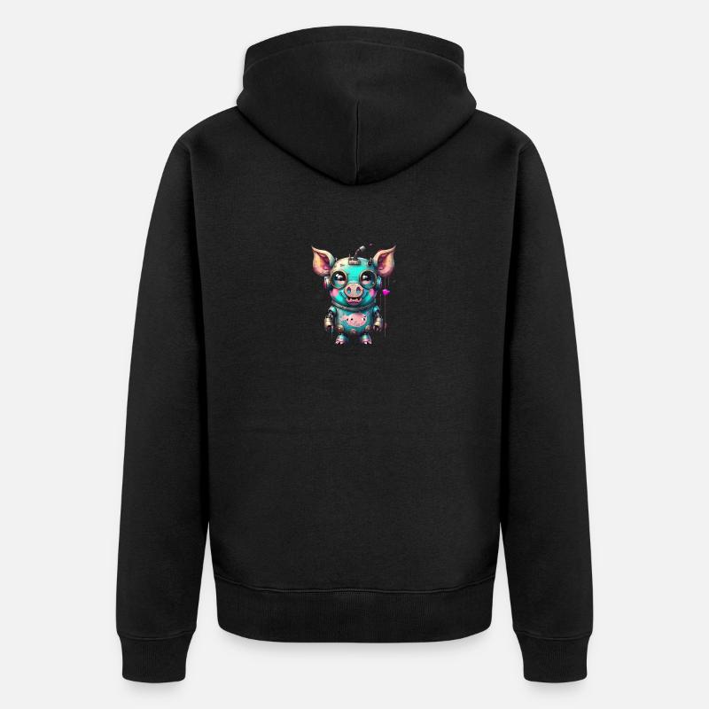 Cochon robot - Veste à capuche bio Premium Unisexe - noir