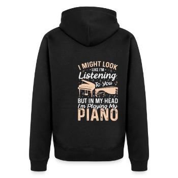 Funny Piano Player Pianist Quote - Unisex Premium Bio Zip Hoodie - Schwarz - Hinten - Nico (187cm)