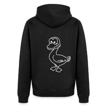 Ente Comic Tier - Unisex Premium Bio Zip Hoodie - Schwarz - Hinten - Nico (187cm)