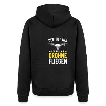 Der Tut Nix Der Will Nur Drohne Fliegen Drohnen - Unisex Premium Bio Zip Hoodie - Schwarz - Hinten - Nico (187cm)
